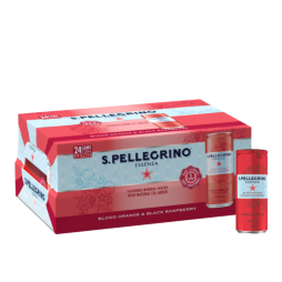 11 ounce can - s.pellegrino essenza blood orange & black raspberry sparkling natural mineral water - slim cans
