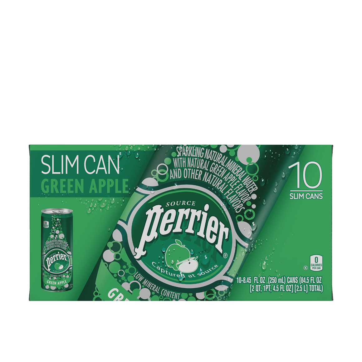 Perrier® Green Apple Flavored Carbonated Mineral Water - Slim Cans Image3