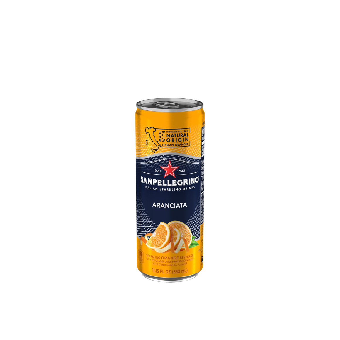 sanpellegrino italian sparkling soda orange flavor 11 ounce slim can Image2