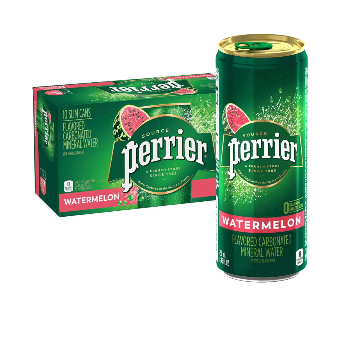 Perrier® Watermelon Flavored Carbonated Mineral Water - Slim Cans