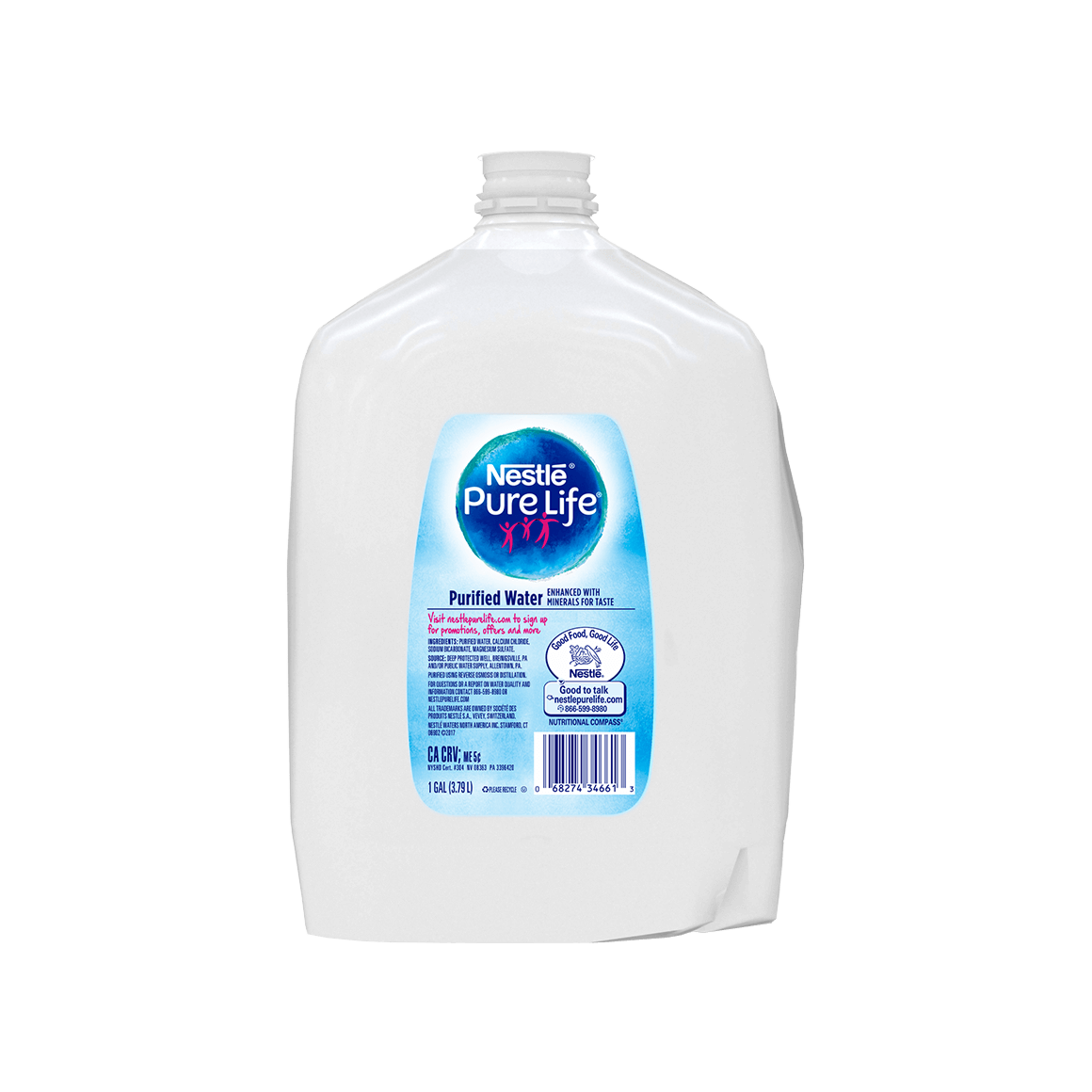 Nestlé® Pure Life® Purified Water - 1 Gallon - Bottle - Case of 6