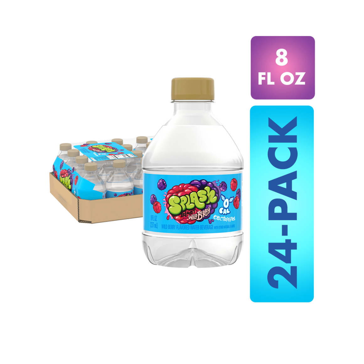Splash Blast™ Wild Berry Flavored Water Beverage 8 Fl Oz Plastic Bottles (24 Pack) Image1