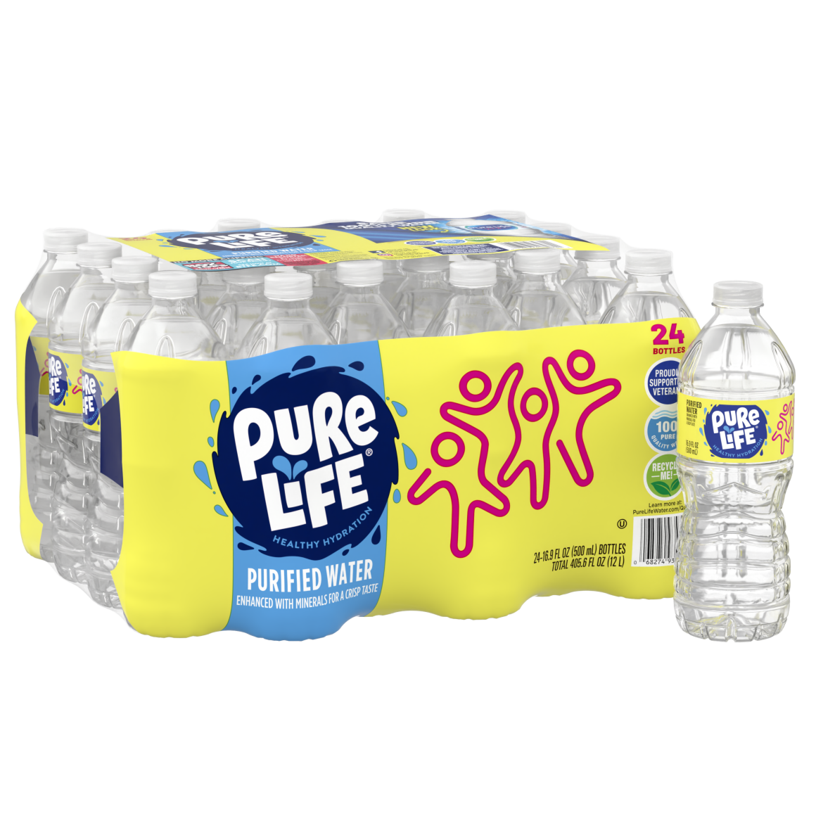 Pure Life Purified Water, 16.9 Fl Oz, Plastic Bottled Water (24 Pack)