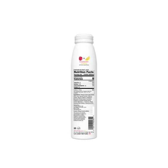 nutrition facts on a bottle of uptime raspberry lemon energy drink Image5