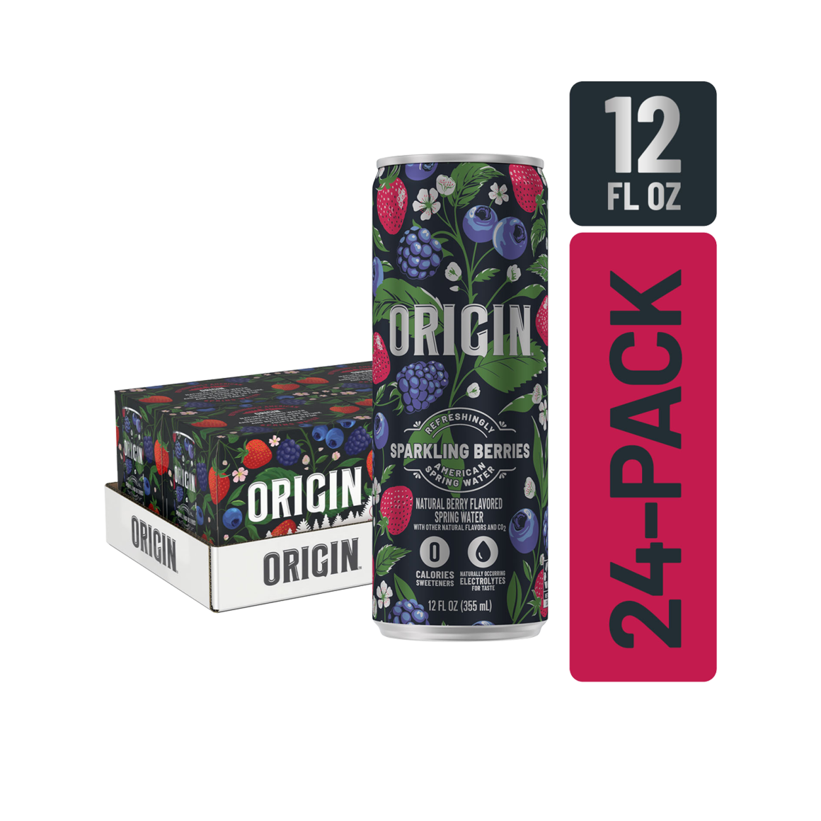 ORIGIN™ Berry Flavor Sparkling Water 12 Fl Oz Aluminum Cans (24 Pack) Image1
