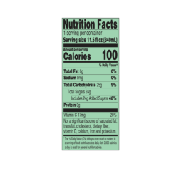 arizona green tea nutrition facts