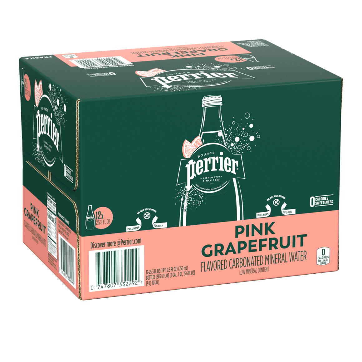 Perrier® Grapefruit Flavored Carbonated Mineral Water - Glass Image1