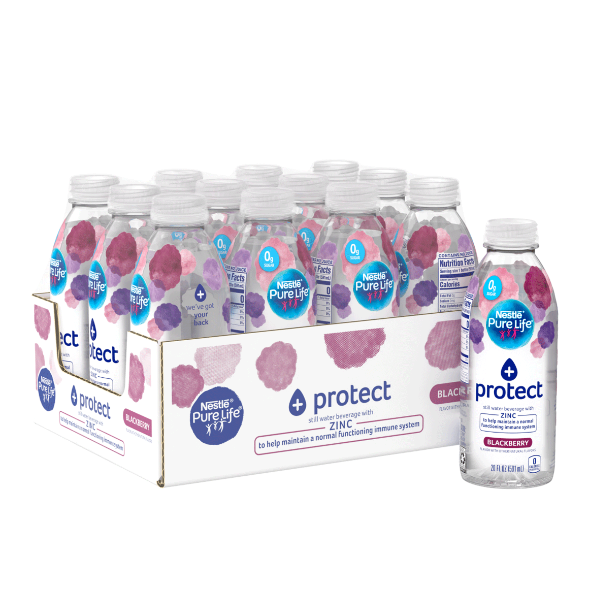 nestle pure life protect enhanced flavored water blackberry plus zinc