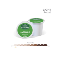 green mountain k cup hazelnut coffee pod, roast profile light