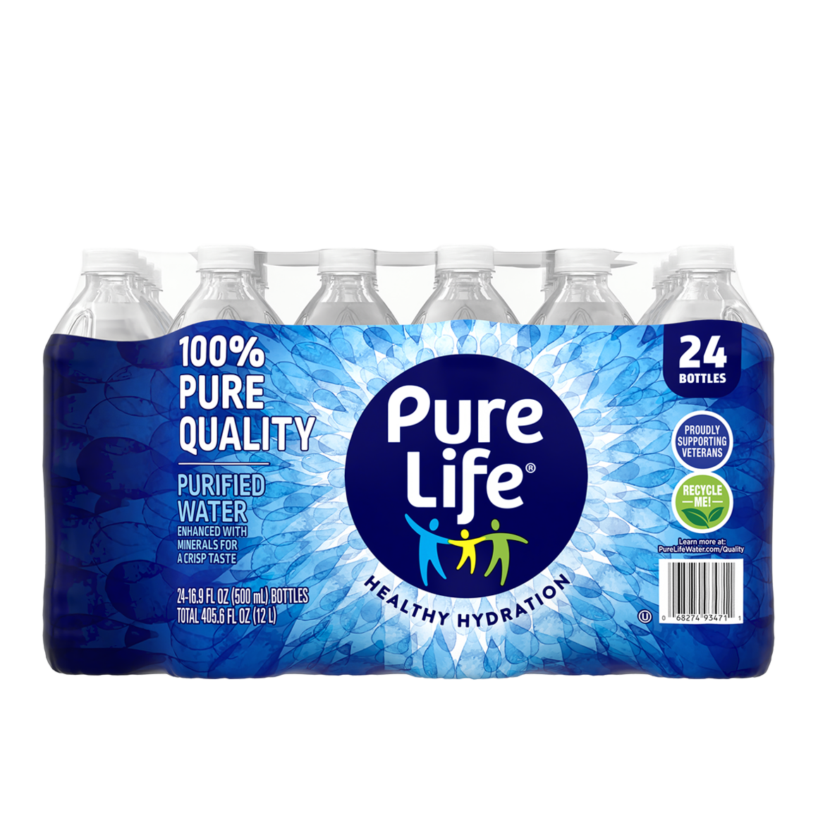 Pure Life Purified Bottled Water 16 Ounce, 24pack ReadyRefresh