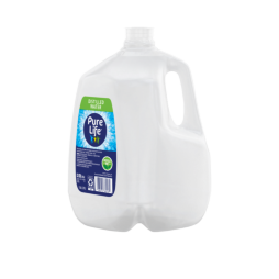 1 gallon jug pure life distilled water side handle