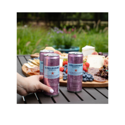 lifestyle - s.pellegrino essenza dark cherry morello & pomegranate sparkling natural mineral water - slim cans