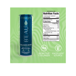 nutrition info label on a can of watermelon citrus beau collagen water