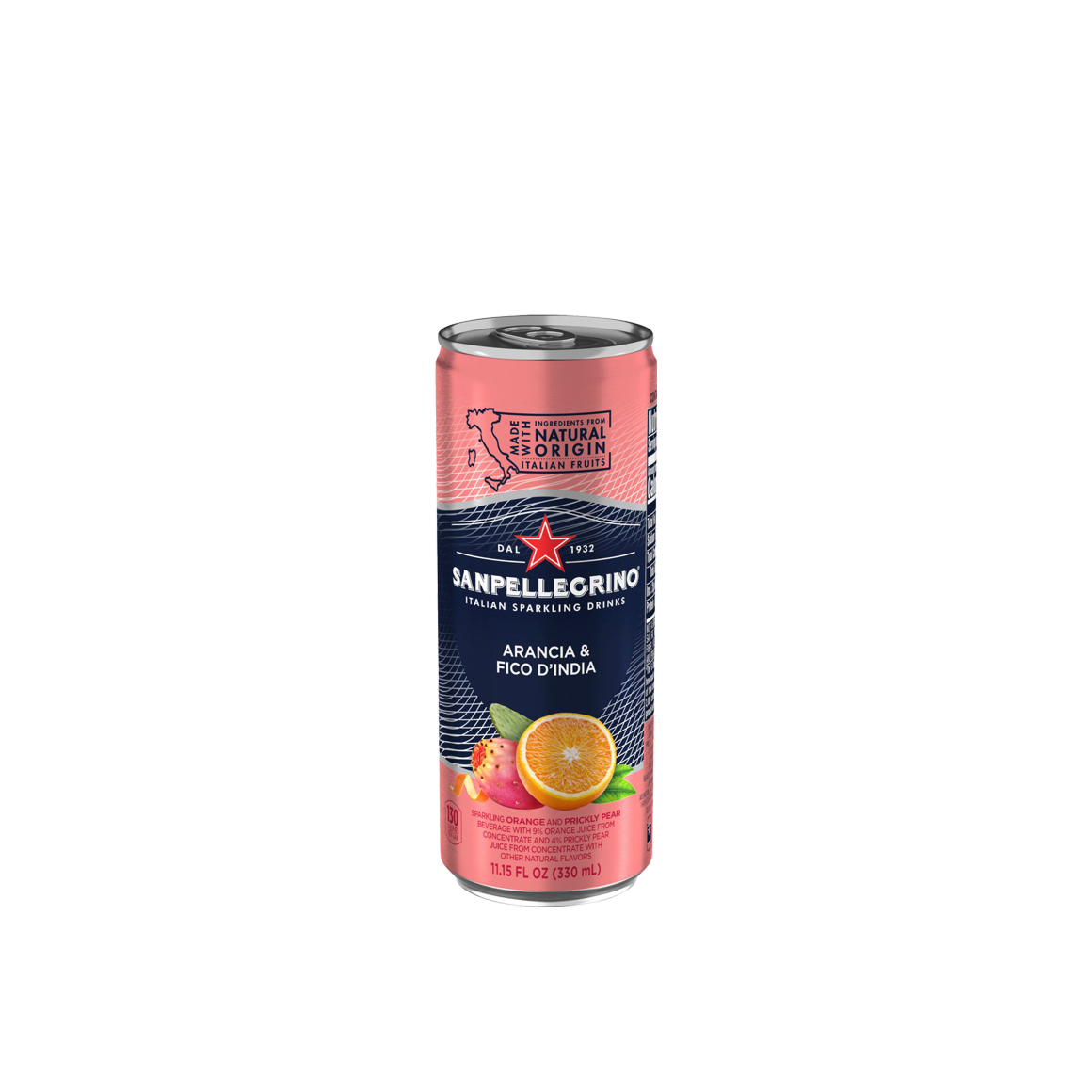 sanpellegrino italian sparkling soda orange and prickly pear flavor 11 ounce slim can Image2