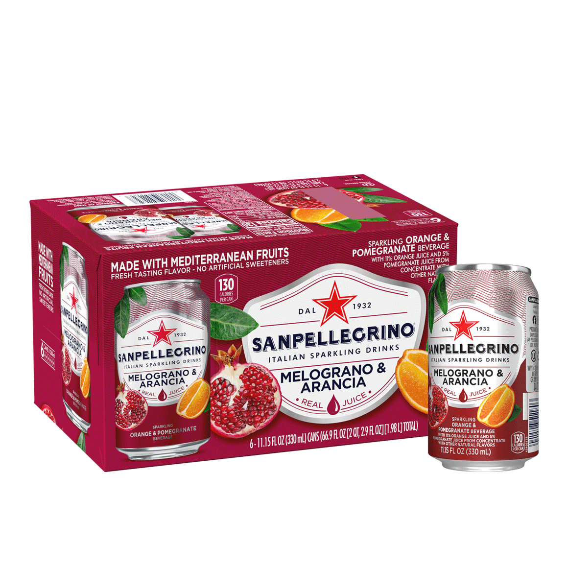 Sanpellegrino® Italian Sparkling Drinks - Melograno & Arancia/Orange & Pomegranate