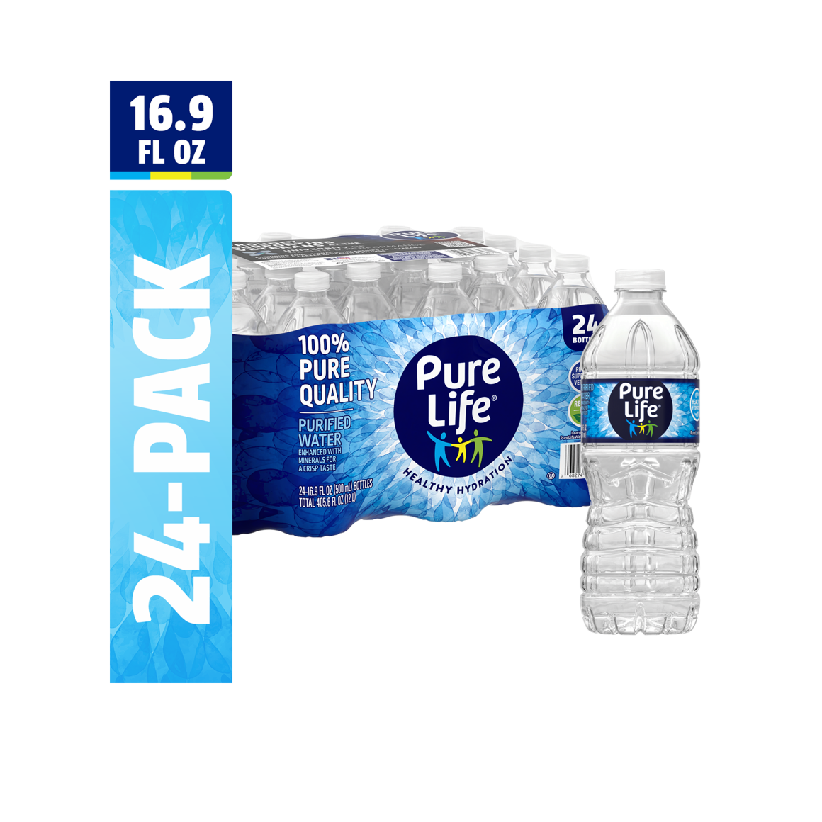 Pure Life Purified Water, 16.9 Fl Oz, Plastic Bottled Water (24 Pack) Image1