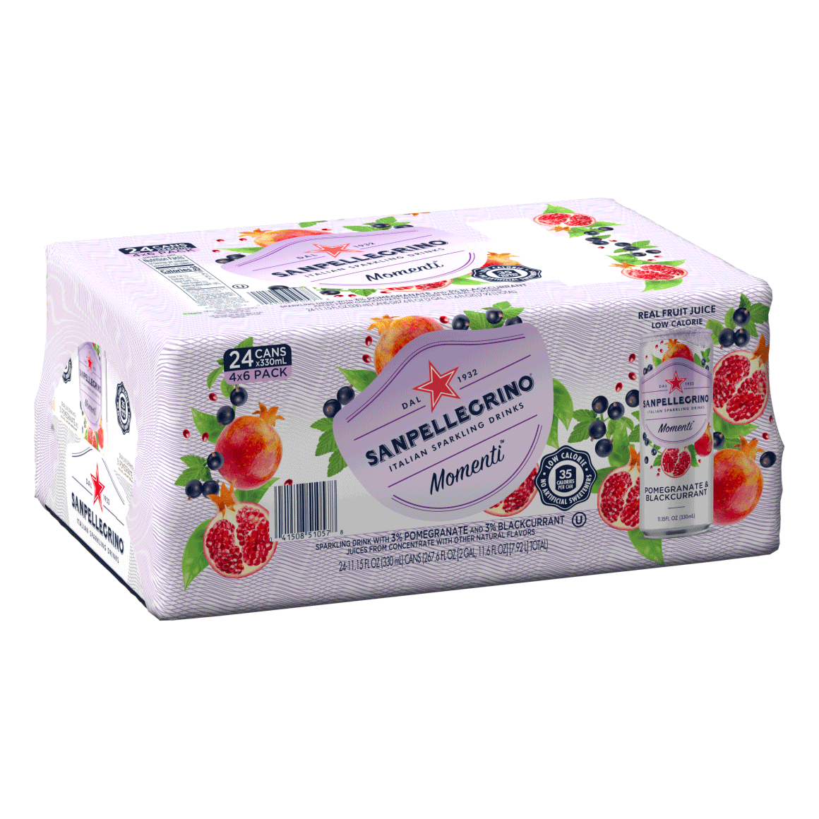 Sanpellegrino® Momenti Pomegranate & Black Currant Italian Sparkling Drinks - Slim Cans Image1