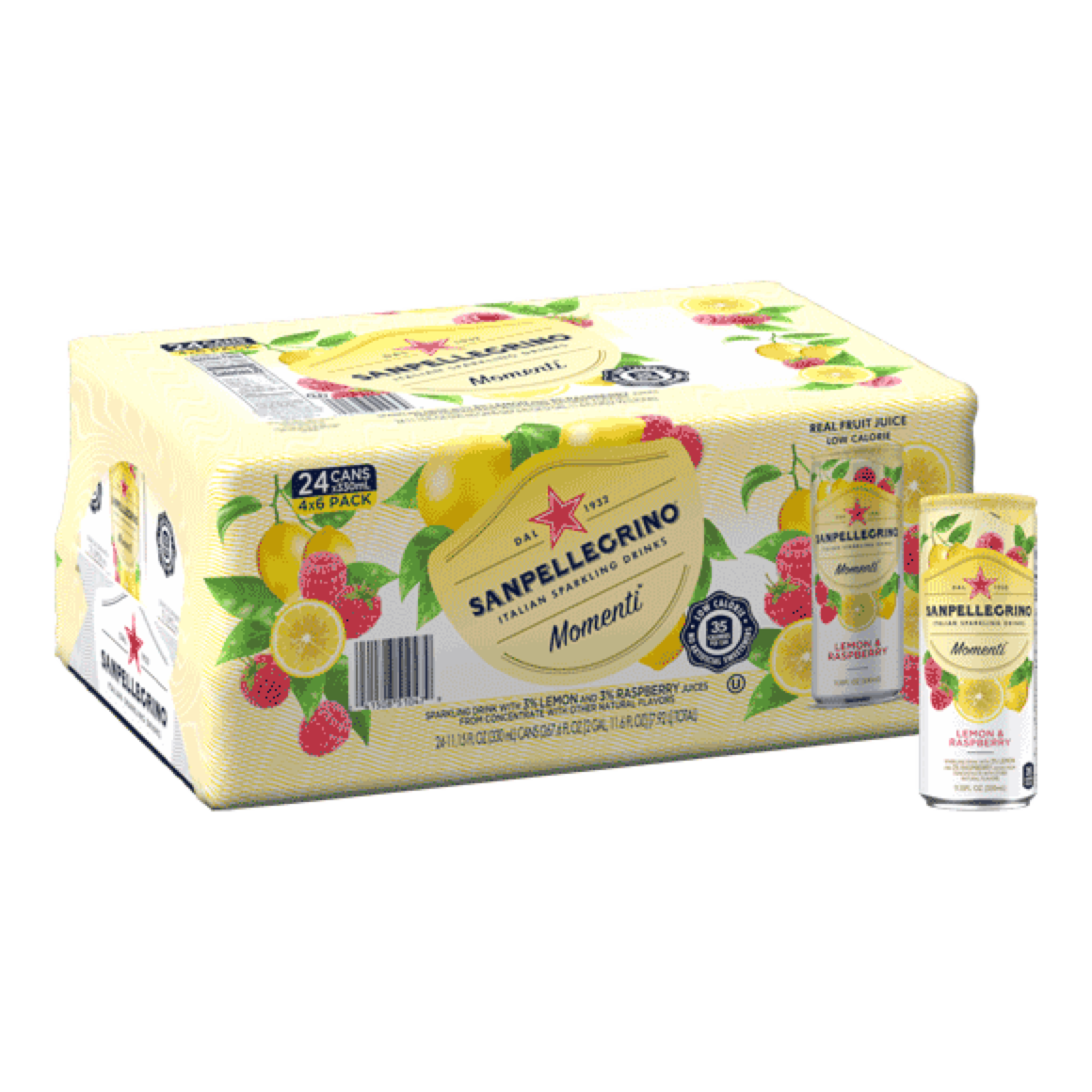 Sanpellegrino® Momenti Lemon & Red Raspberry Italian Sparkling Drinks - Slim Cans