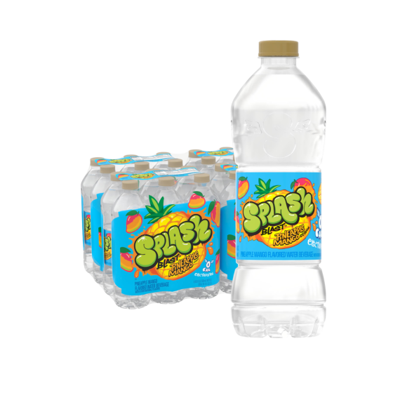 Splash Blast, Flavored Water Beverage, Pineapple Mango Flavor, 16.9 FL OZ Plastic Bottles (24 Count)