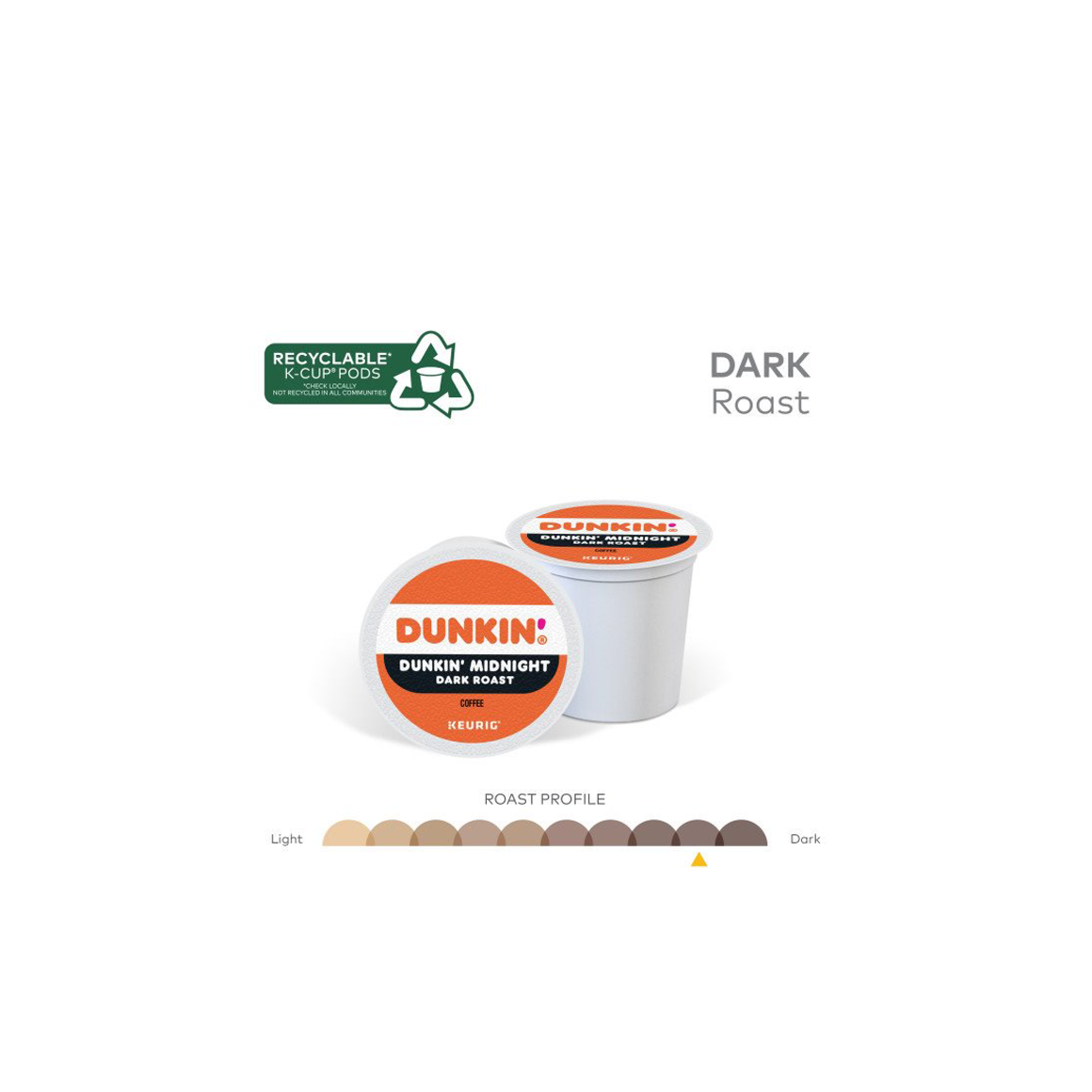 Dunkin Midnight K Cup Pods Dark Roast Coffee 1 box 22 count ReadyRefresh