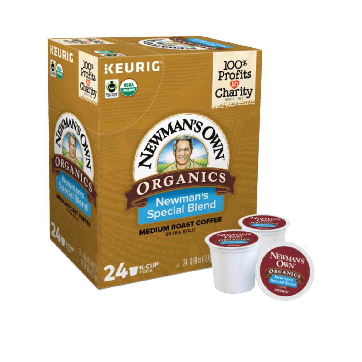keurig newmans own organic special blend extra bold k cups 24 pack single serve coffee pods