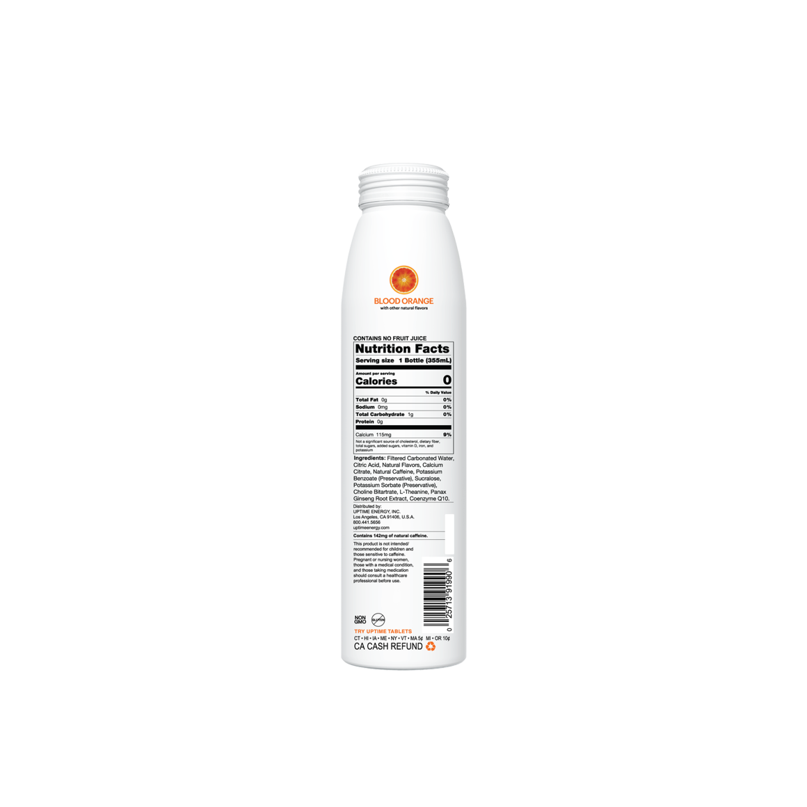 nutrition facts on a bottle of uptime blood orange energy drink Image5