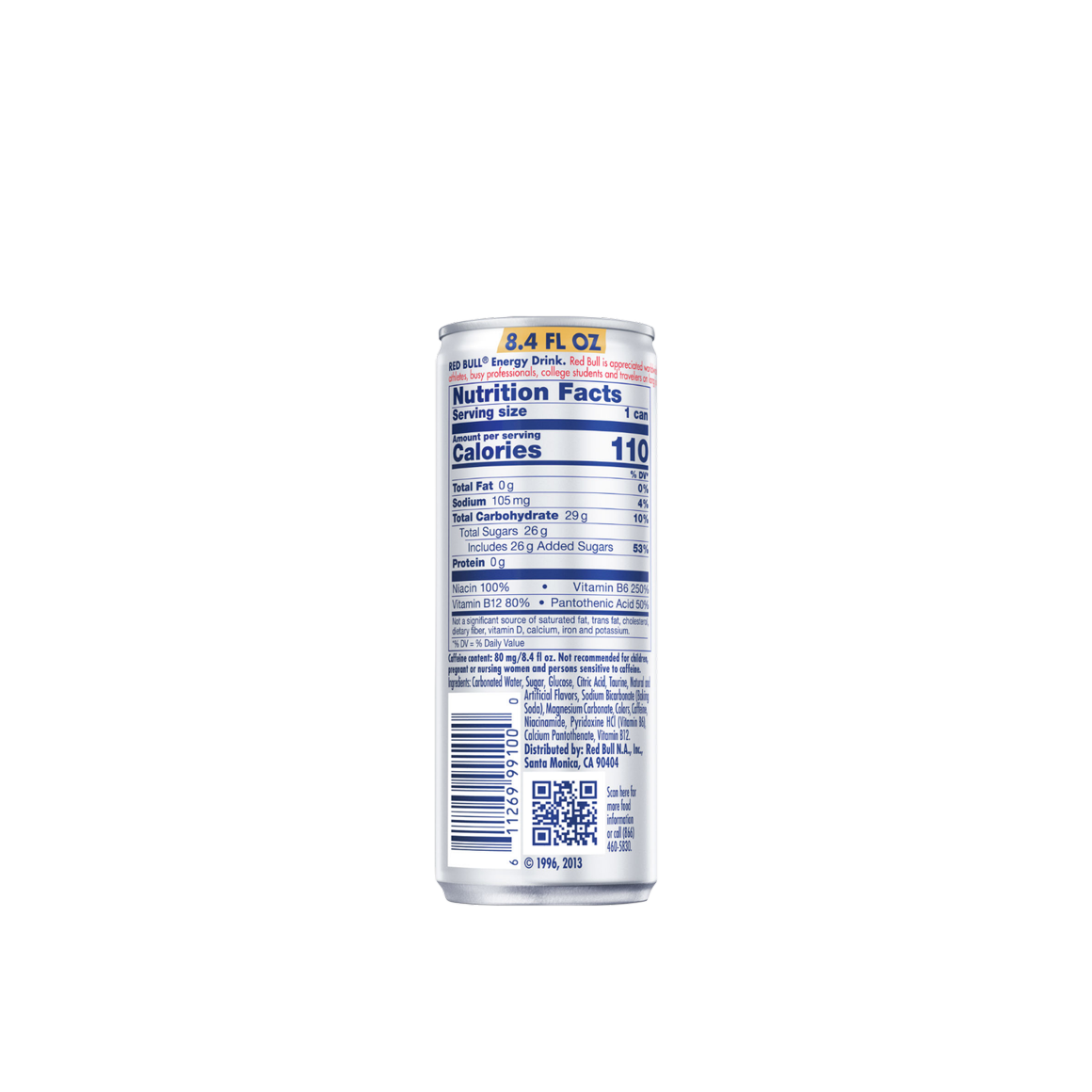 nutrition facts on back of a can of red bull original Image3