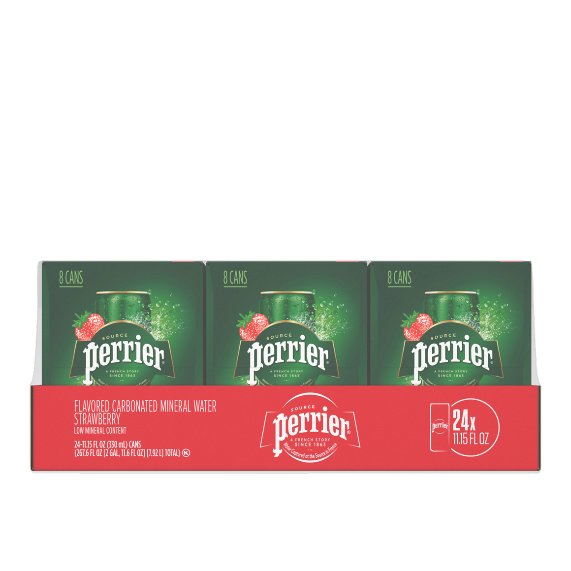 Perrier® Strawberry Flavored Sparkling Water 11.15 Fl Oz Sleek Cans (24 Pack)
