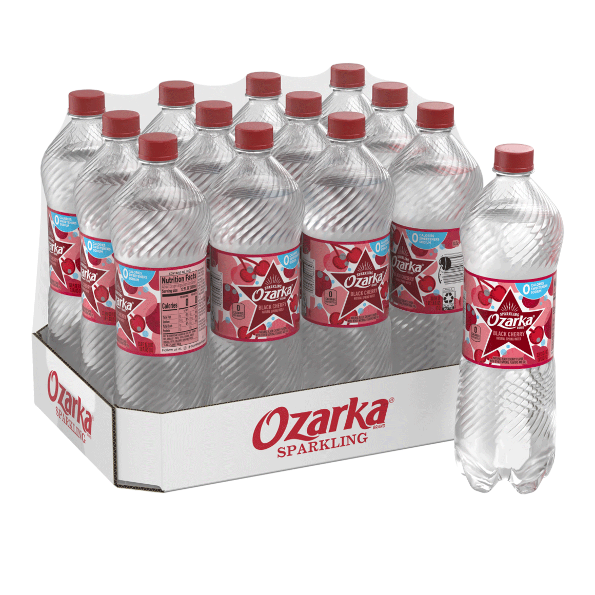Ozarka® Cherry Sparkling Water | 1 Liter 12-Pack | ReadyRefresh