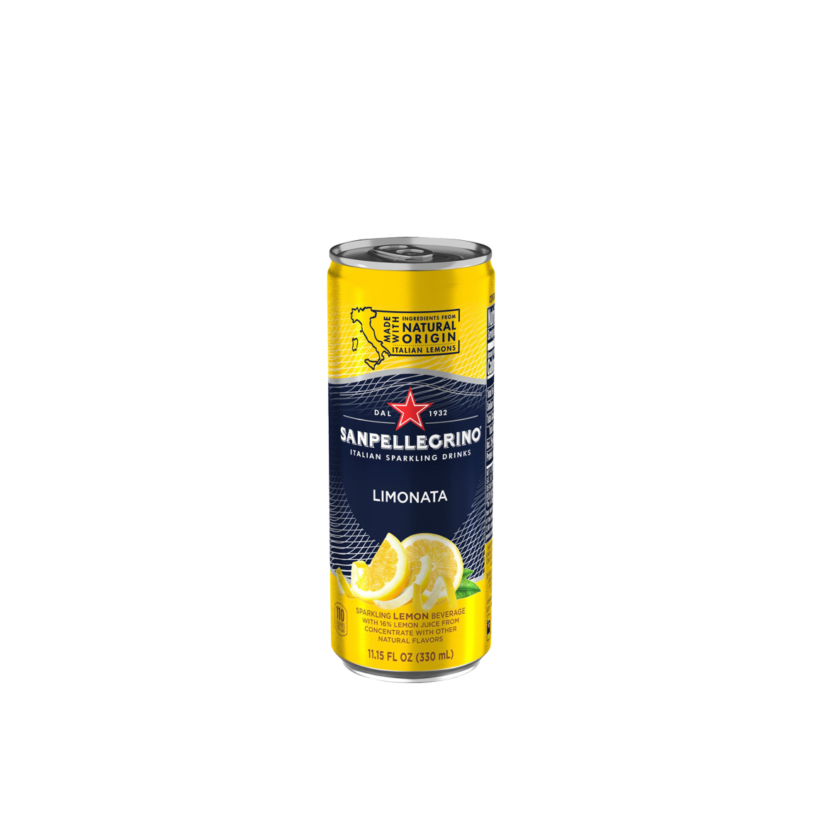 sanpellegrino italian sparkling soda lemon flavor 11 ounce slim can Image2