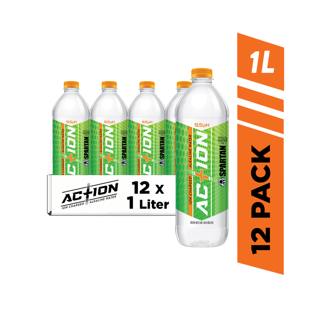 12 pack of 1 liter bottles of action high ph alkaline water Image1