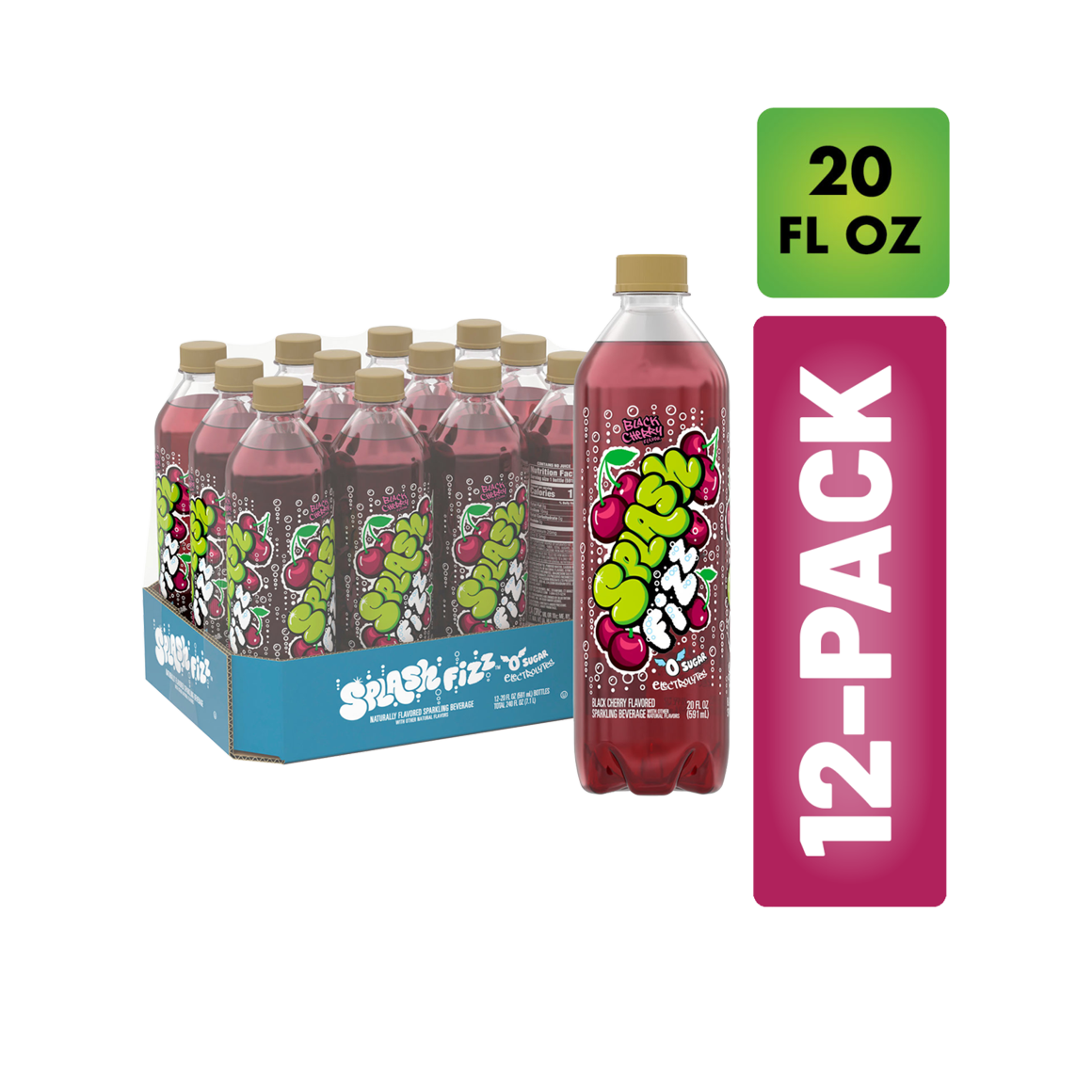Splash Fizz™ Black Cherry Flavor Sparkling Water Beverage 20 Fl Oz