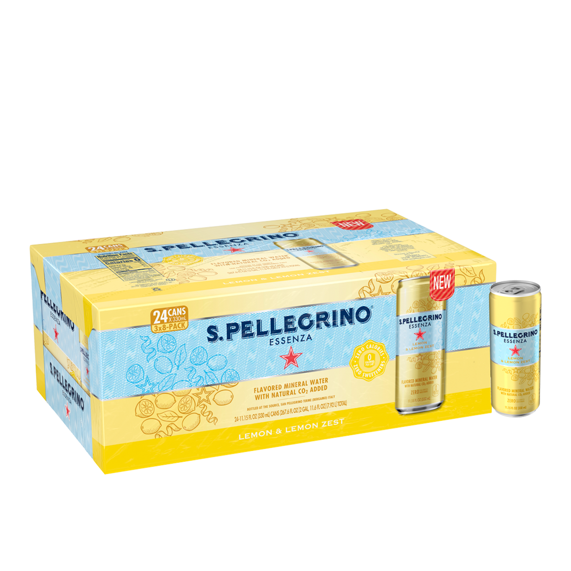 11 ounce can - s.pellegrino essenza lemon zest sparkling natural mineral water - slim cans Image1