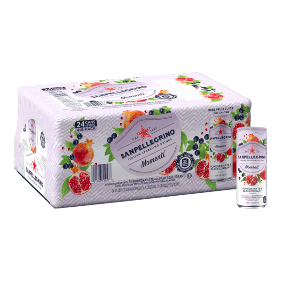 Sanpellegrino® Momenti Pomegranate & Black Currant Italian Sparkling Drinks - Slim Cans