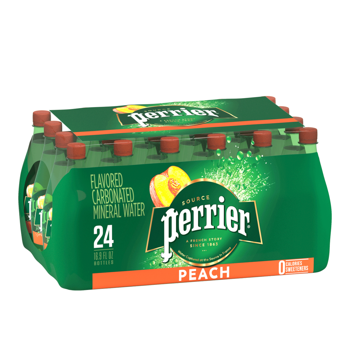 Perrier® Peach Flavored Carbonated Mineral Water - Plastic Image1