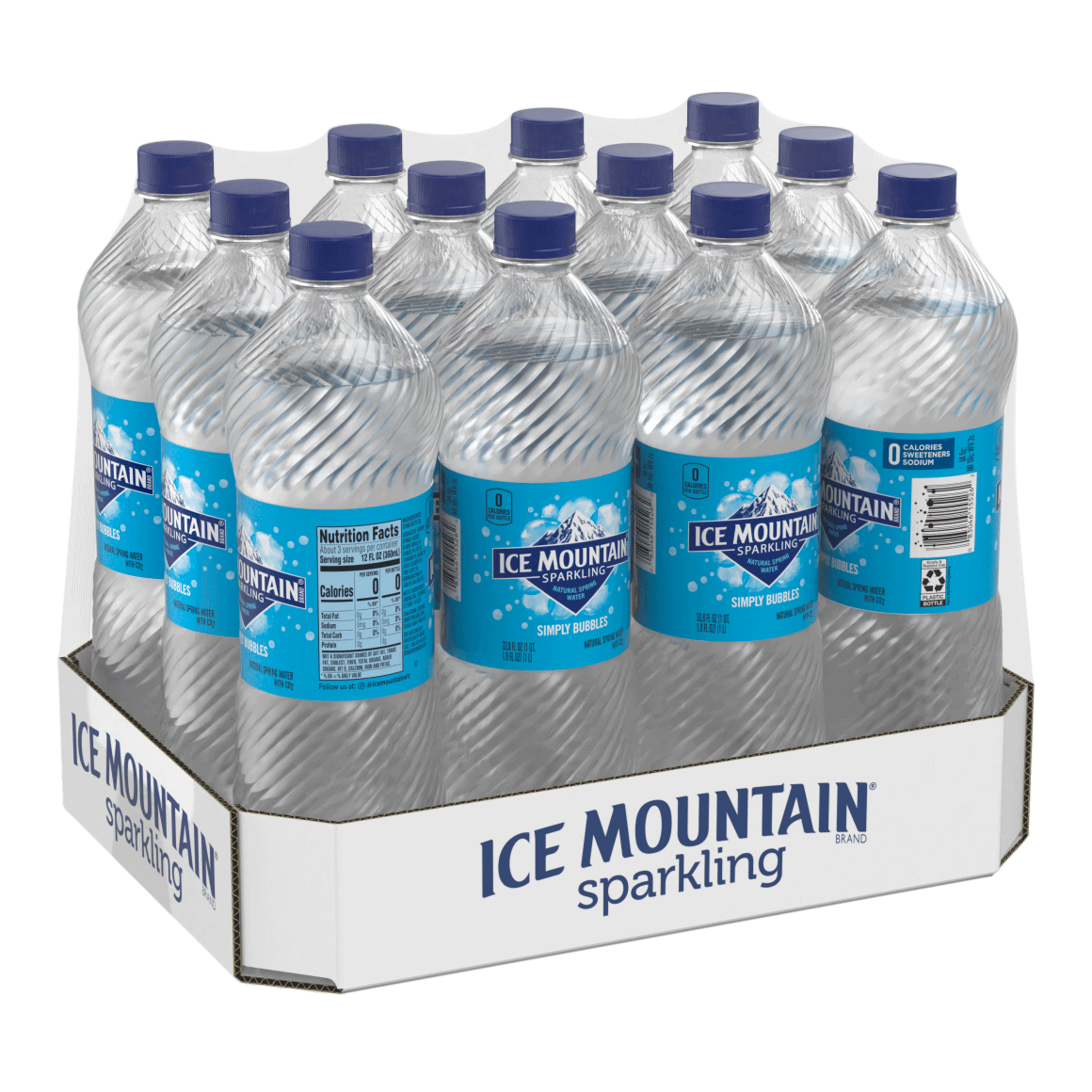 Ice Mountain® Unflavored Sparkling Water 1 Liter 12Pack ReadyRefresh