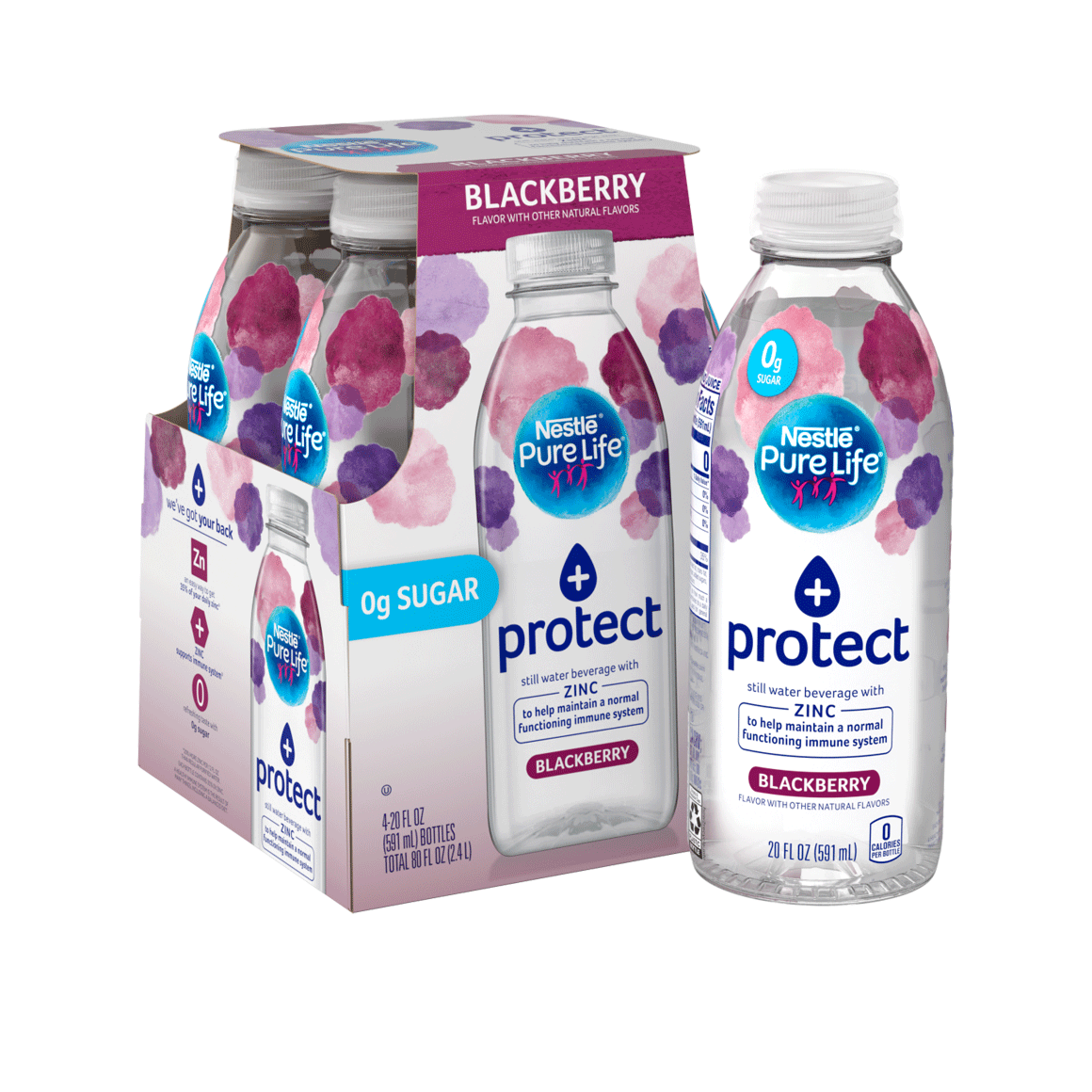 nestle pure life protect enhanced flavored water blackberry plus zinc