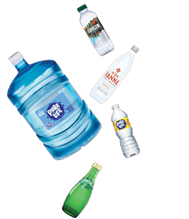Falling variety of water bottles image