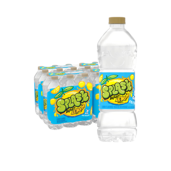 Splash Blast, Flavored Water Beverage, Lemon Flavor, 16.9 FL OZ Plastic Bottles (24 Count)