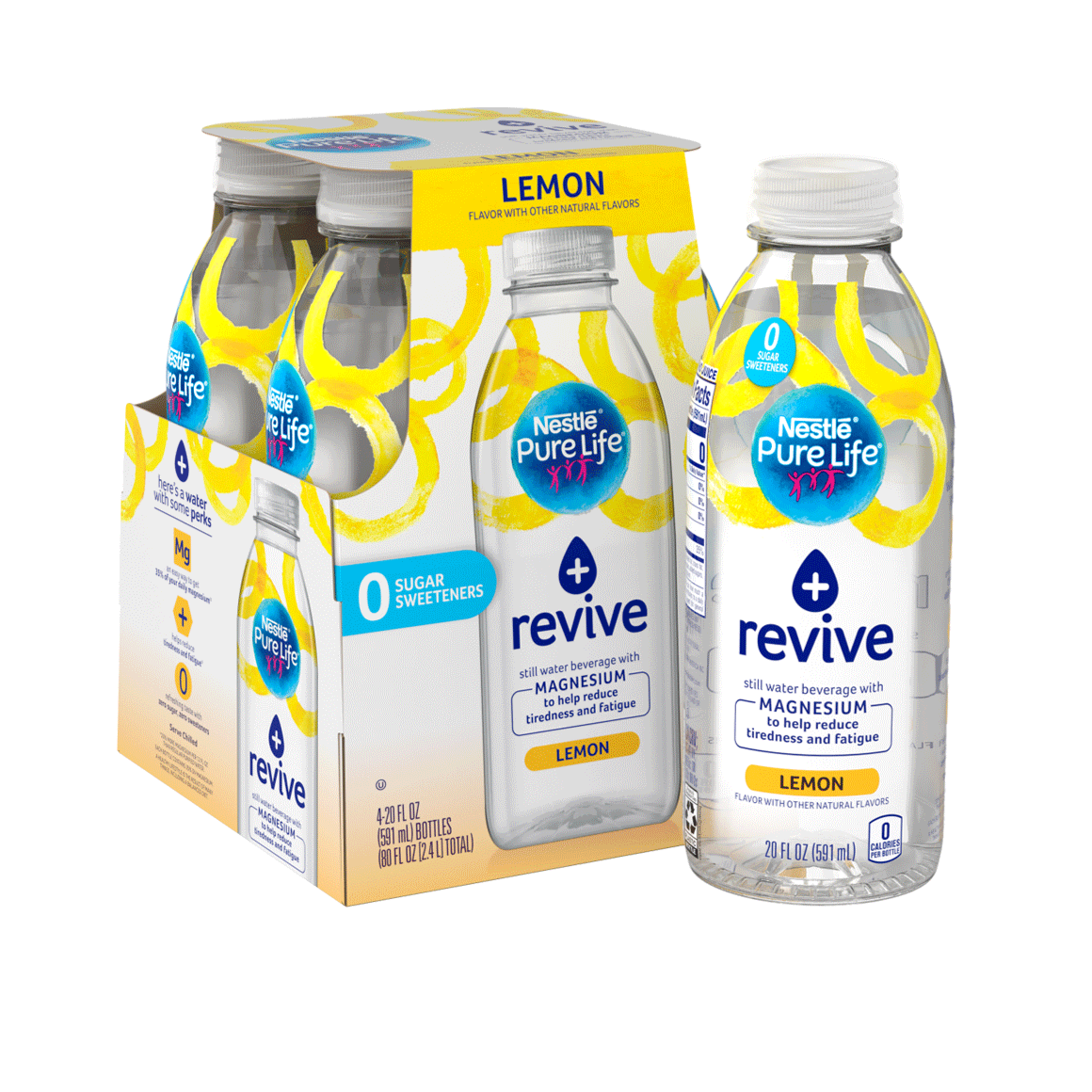 Nestle Pure Life Plus Magnesium Lemon Enhanced Water 20 Oz 4 Pack Readyrefresh
