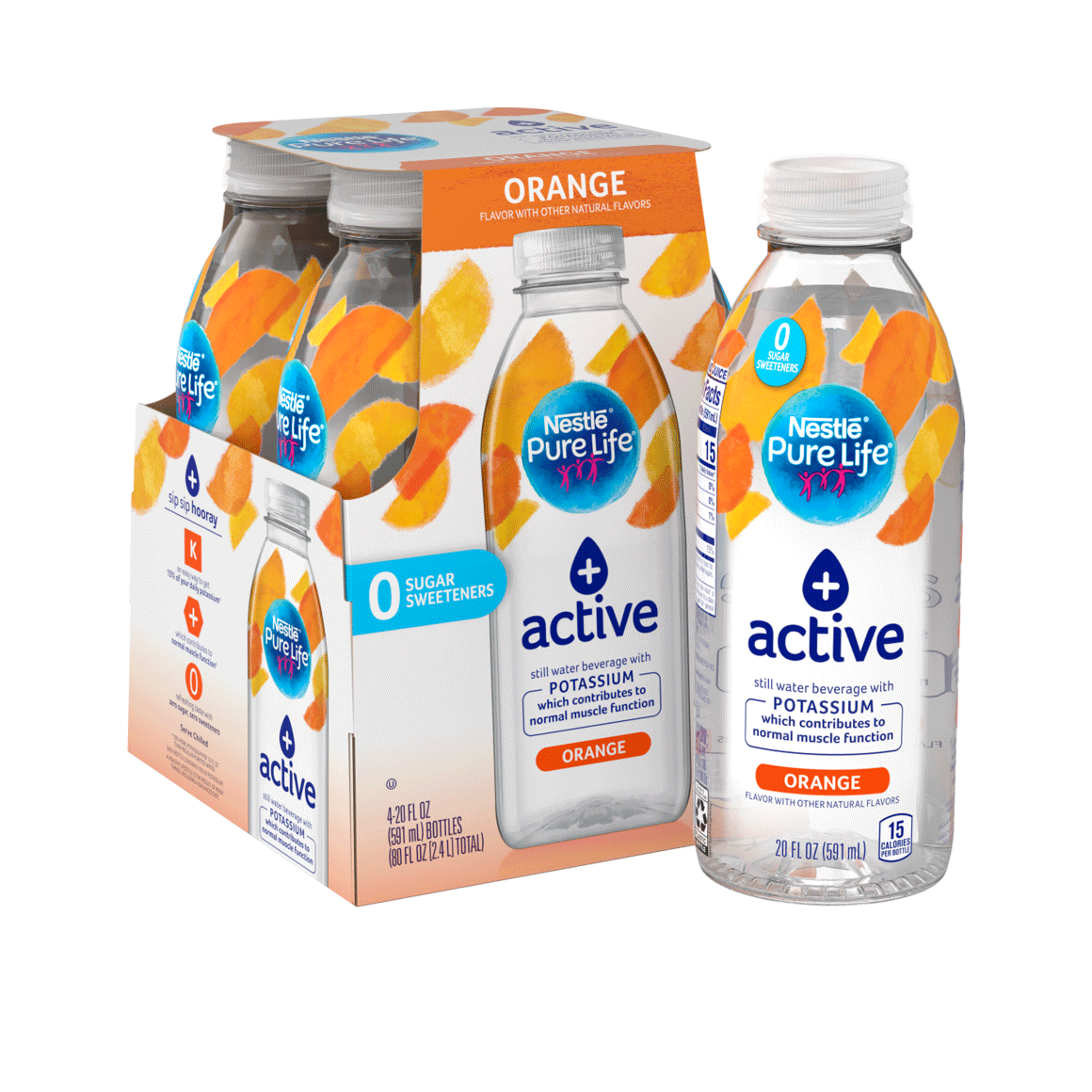 Nestlé®Pure Life®+ Active Enhanced Flavored Water - Orange plus Potassium